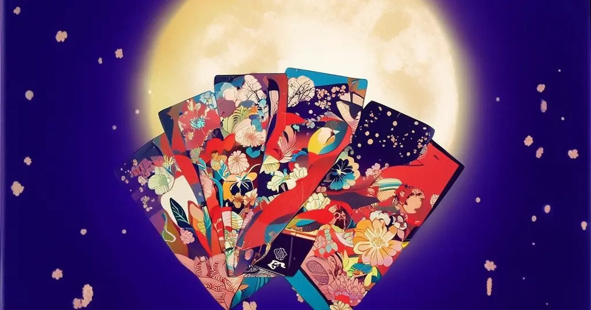 Moonlit Hanafuda: painted flower cards in a moonlit card game