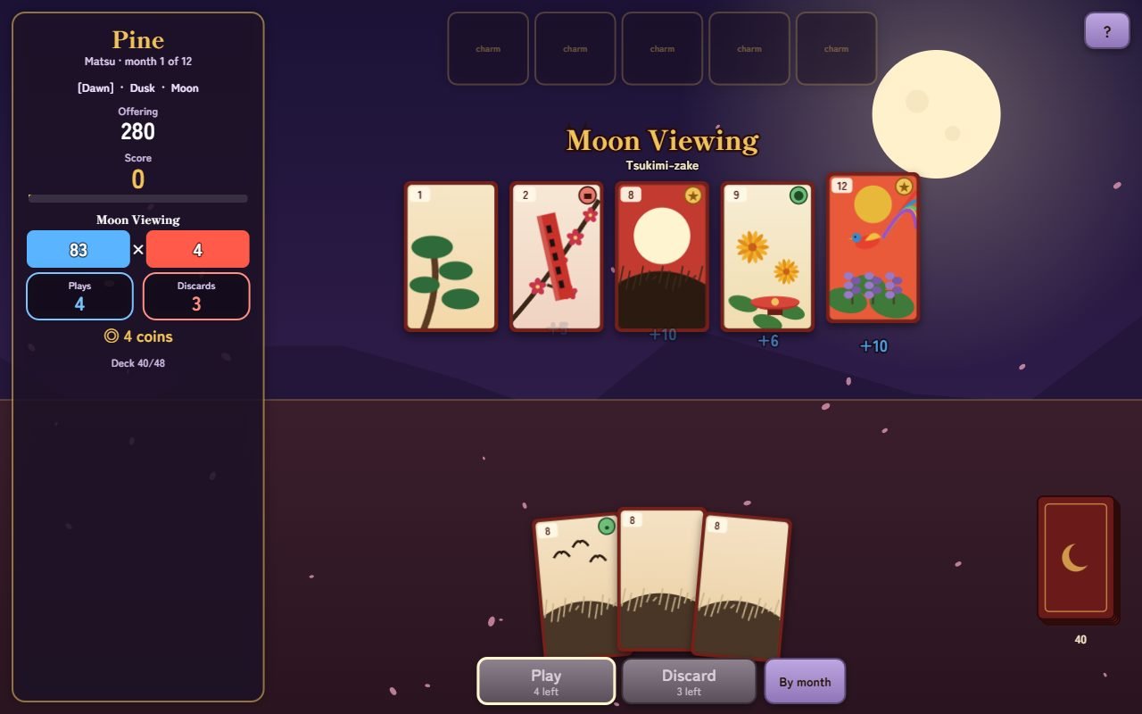 Moonlit Hanafuda gameplay