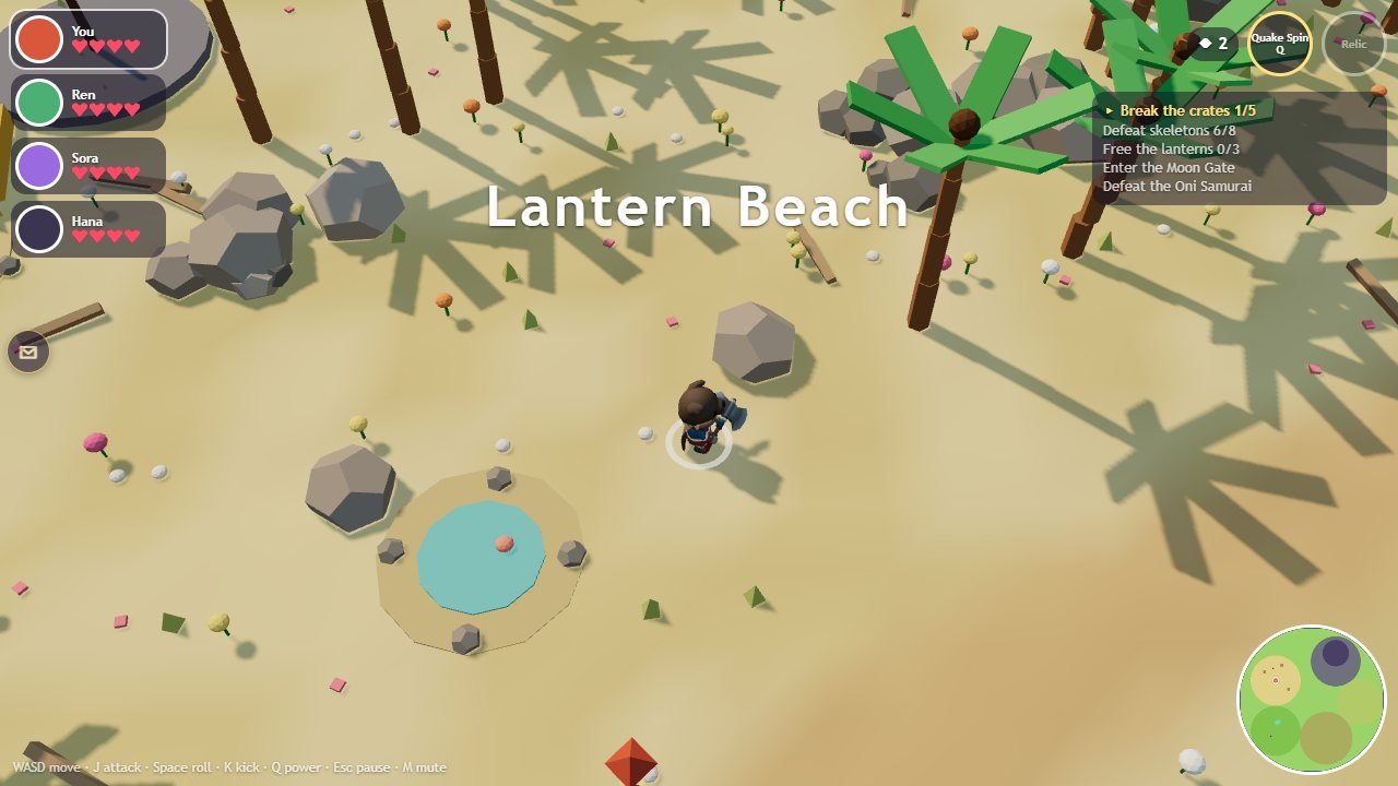 Lantern Beach with sand, palms and shallow water